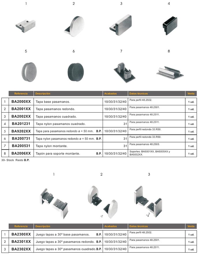 accesorios, aluminio, barandillas, barandas, clasica, union, pasamanos, pinza vidrio, portavidrios, redondo, cuadrado, eliptico, soporte