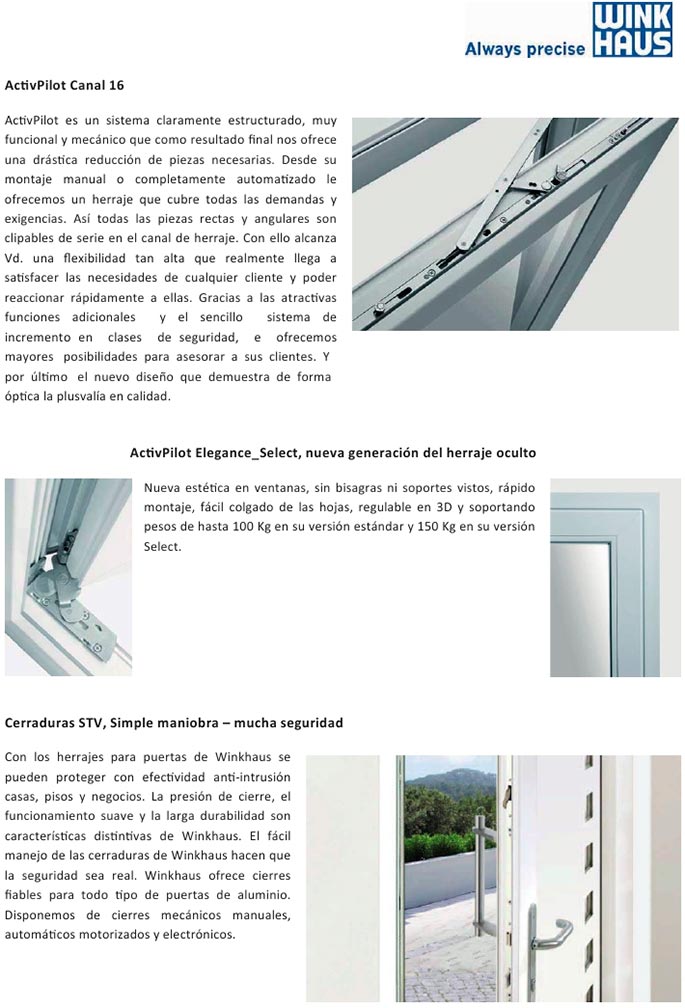 accesorios, aluminio, canal 16, c16, winkhaus, herrajes winkhaus, seguridad, activpilot, activpilot elegance, cerraduras stv