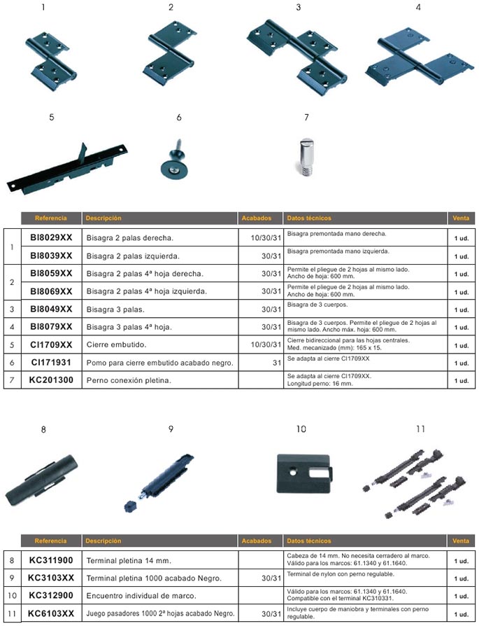 accesorios, aluminio, mallorquinas, mallorquina 40, bisagra 3 palas, bisagras tercera hoja, bisagras cuarta hoja, bisagras pala, pomo, cierre