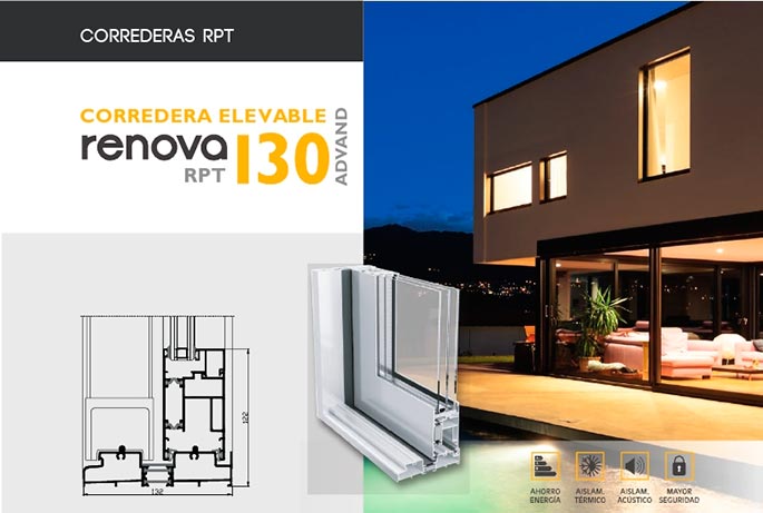 advand co elevable 130 rpt, elevable, elevable 130 rpt, rpt, serie renova, correderas, barcelona, perfiles, aluminio, ventanas, balconeras