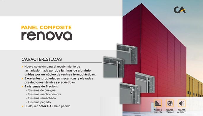 panel composite, composite, perfiles aluminio, serie renova, fachadas, barcelona, perfiles, aluminio, perfiles panel composite, renova
