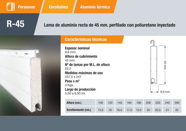 Comprar persiana enrollable exterior aluminio lamas térmicas C45