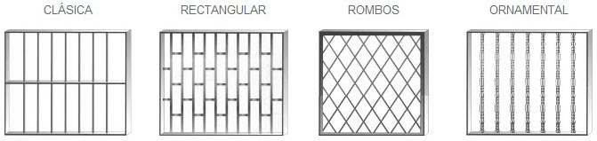 reja, rejas, barcelona, rejas de hierro, modelos rejas, rejas fijas, rejas practicables, clasica, ornamental, rombos, rectangular, reja h