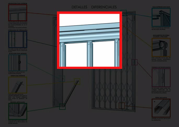 Rejas de ballesta detalles diferenciales rejas de ballesta, rejas, ballestas, rejas plegables, rejas de seguridad, rejas extensibles, rejas de acero, cierres de tijera, rejas de fuelle