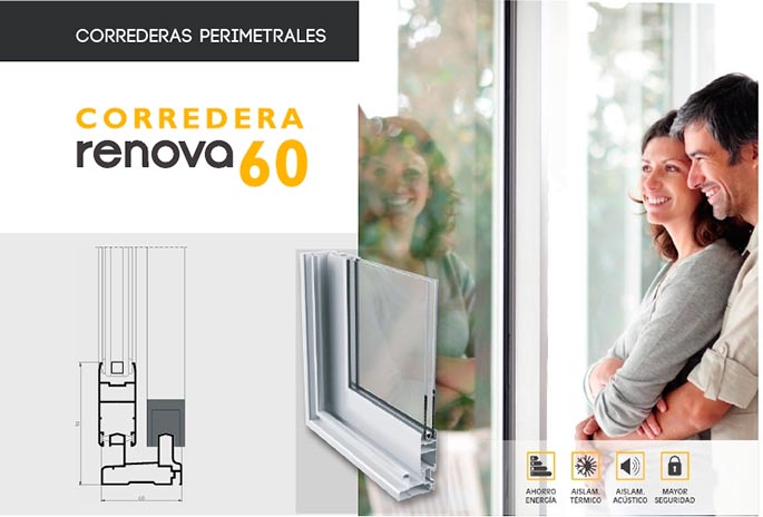 renova co, serie renova, correderas, renova co 60, co 60, barcelona, perfiles, aluminio, ventanas, balconeras, perfiles correderas, centro alum