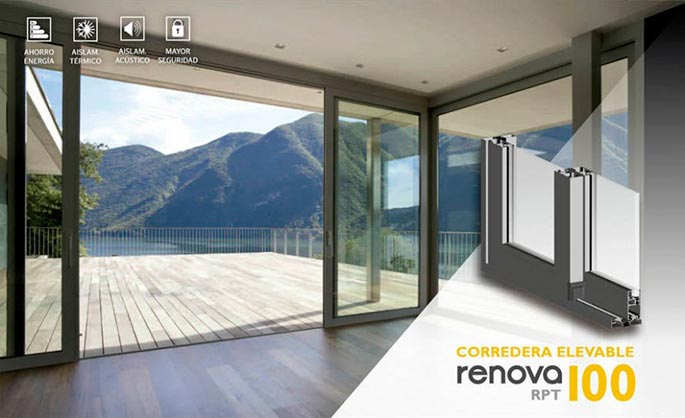 renova co elevable 100 rpt, elevable, co elevable 100 rpt, rpt, serie renova, correderas, barcelona, perfiles, aluminio, ventanas, balconeras