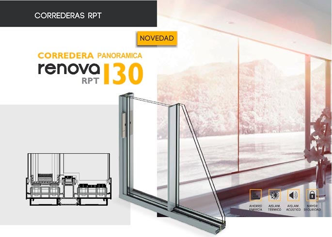 renova co panoramic 130 rpt, panoramic, co panoramic 130 rpt, rpt, serie renova, correderas, barcelona, perfiles, aluminio, ventanas, balconeras