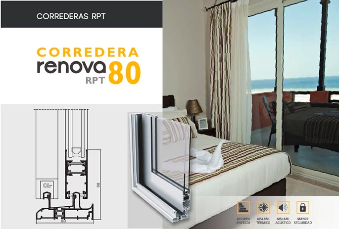 renova co rpt, rpt, co rpt 80, serie renova, correderas, barcelona, perfiles, aluminio, ventanas, balconeras, perfiles correderas, centro alum