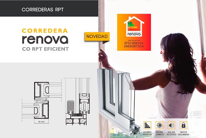 renova co rpt eficient, co rpt eficient, rpt, serie renova, correderas, barcelona, perfiles, aluminio, ventanas, balconeras, perfiles correderas