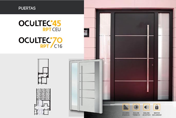 ocultec, renova ocultec rpt, ocultec 45 rpt, ocultec 70 rpt c16, rpt, serie renova, puertas entrada, hoja oculta, barcelona, puertas, aluminio