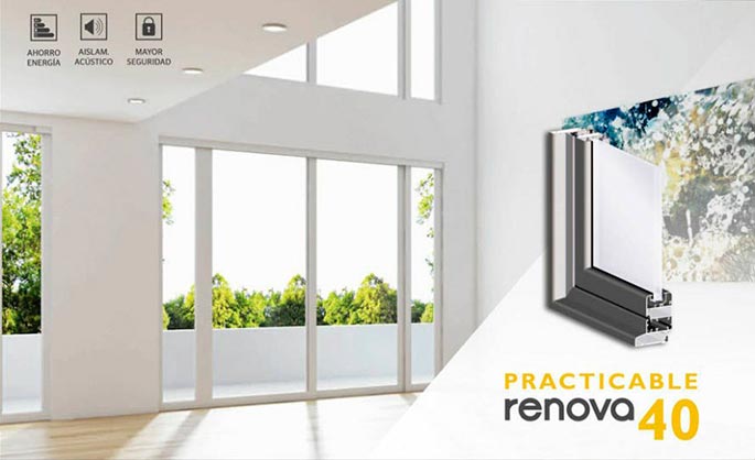 pr 40, serie renova, practicables, barcelona, perfiles, aluminio, ventanas, balconeras, perfiles practicables, sistemas renova, centro alum