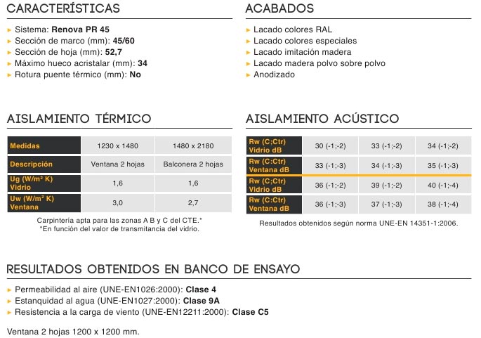 pr 45, serie renova, practicables, barcelona, perfiles, aluminio, ventanas, balconeras, perfiles practicables, sistemas renova, centro alum