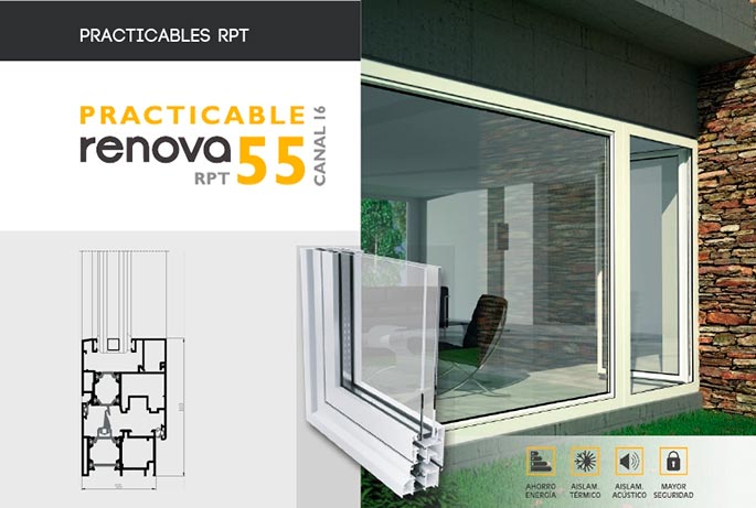 pr rpt 55 c16, canal 16, rpt, rpt 55, serie renova, practicables, barcelona, perfiles, aluminio, ventanas, balconeras, centro alum, renova