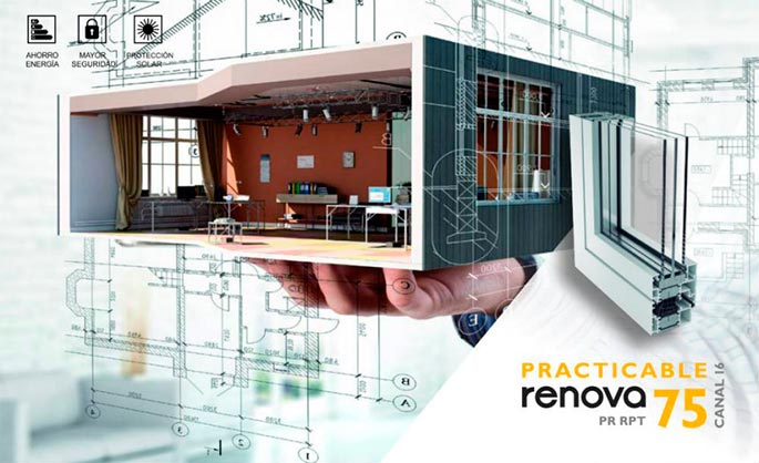 pr rpt 75 c16, canal 16, rpt, rpt 75, passivhaus, serie renova, practicables, barcelona, perfiles, aluminio, ventanas, balconeras, centro alum