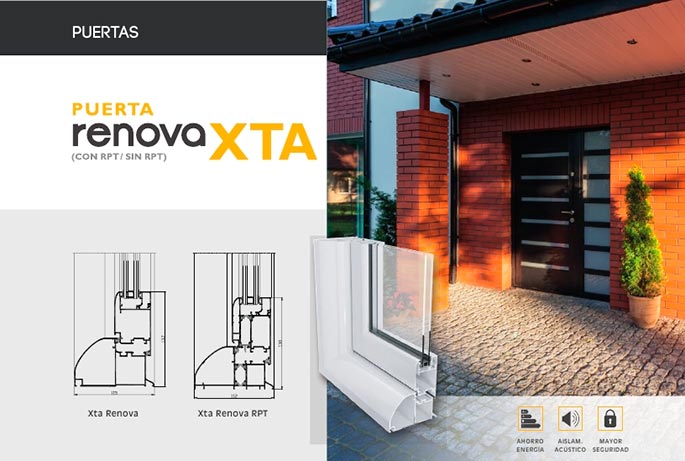 xta renova rpt, xta rpt, xta, rpt, serie renova, perfiles, accesorios, puertas entrada, barcelona, puertas, aluminio, puertas vaiven, renova