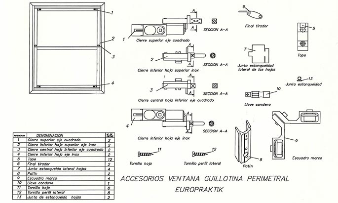 accesorios ventana guillotina, ventanas guillotinas de aluminio, ventanas guillotinas, ventana, guillotina, aluminio, barcelona